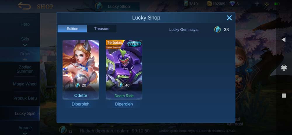 Menggunakan Lucky Gem Untuk Mendapatkan Hero Gratis